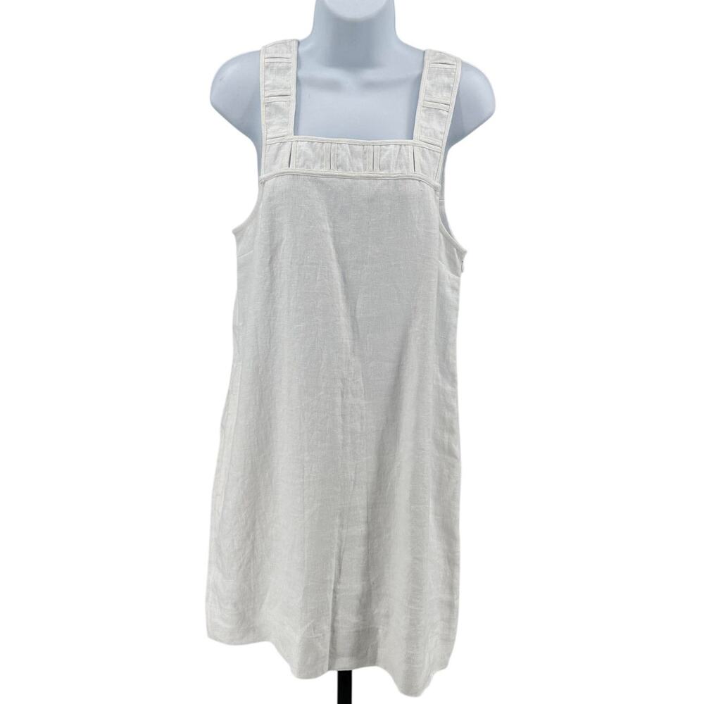 Madewell Mini Dress WMNS 2 Embroidered Tank Linen White Sleeveless Square Neck